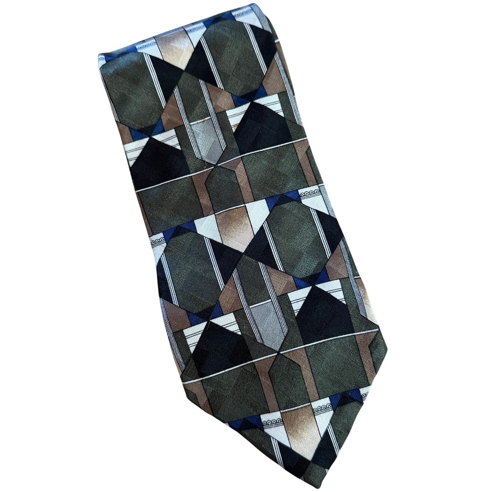 Como Collezione Mens Geometric Pattern Silk Necktie Mens Workwear Office